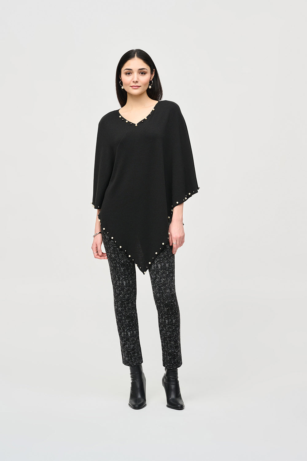 Joseph Ribkoff Sequined Bouclé Knit Belted Poncho Style 254009 main image 1