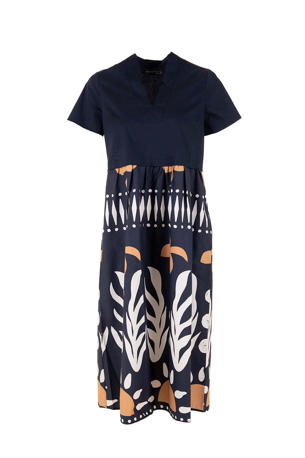 Peruzzi Cotton Print Dress In Blue S25113