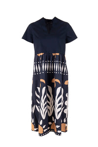 Peruzzi Cotton Print Dress In Blue S25113