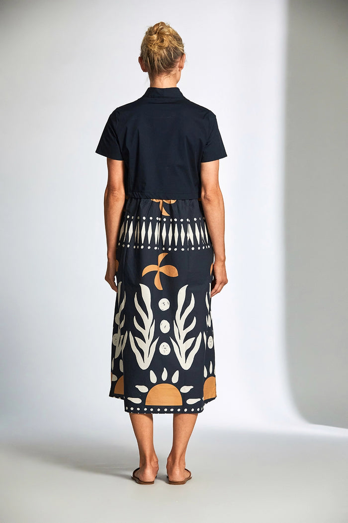 Peruzzi Cotton Print Dress In Blue S25113