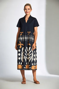 Peruzzi Cotton Print Dress In Blue S25113