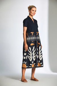 Peruzzi Cotton Print Dress In Blue S25113