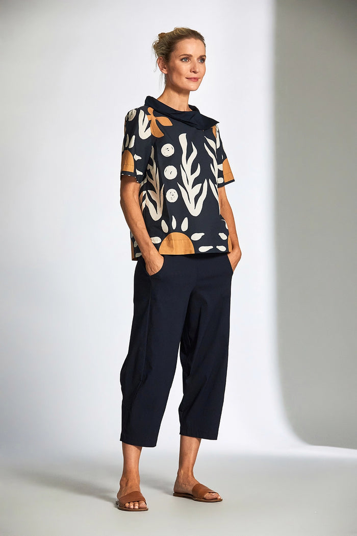 Peruzzi Cotton Print Top In Blue S25114