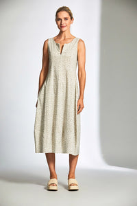 Peruzzi Tech Print Dress In Sand S25503