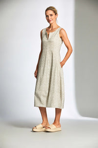 Peruzzi Tech Print Dress In Sand S25503