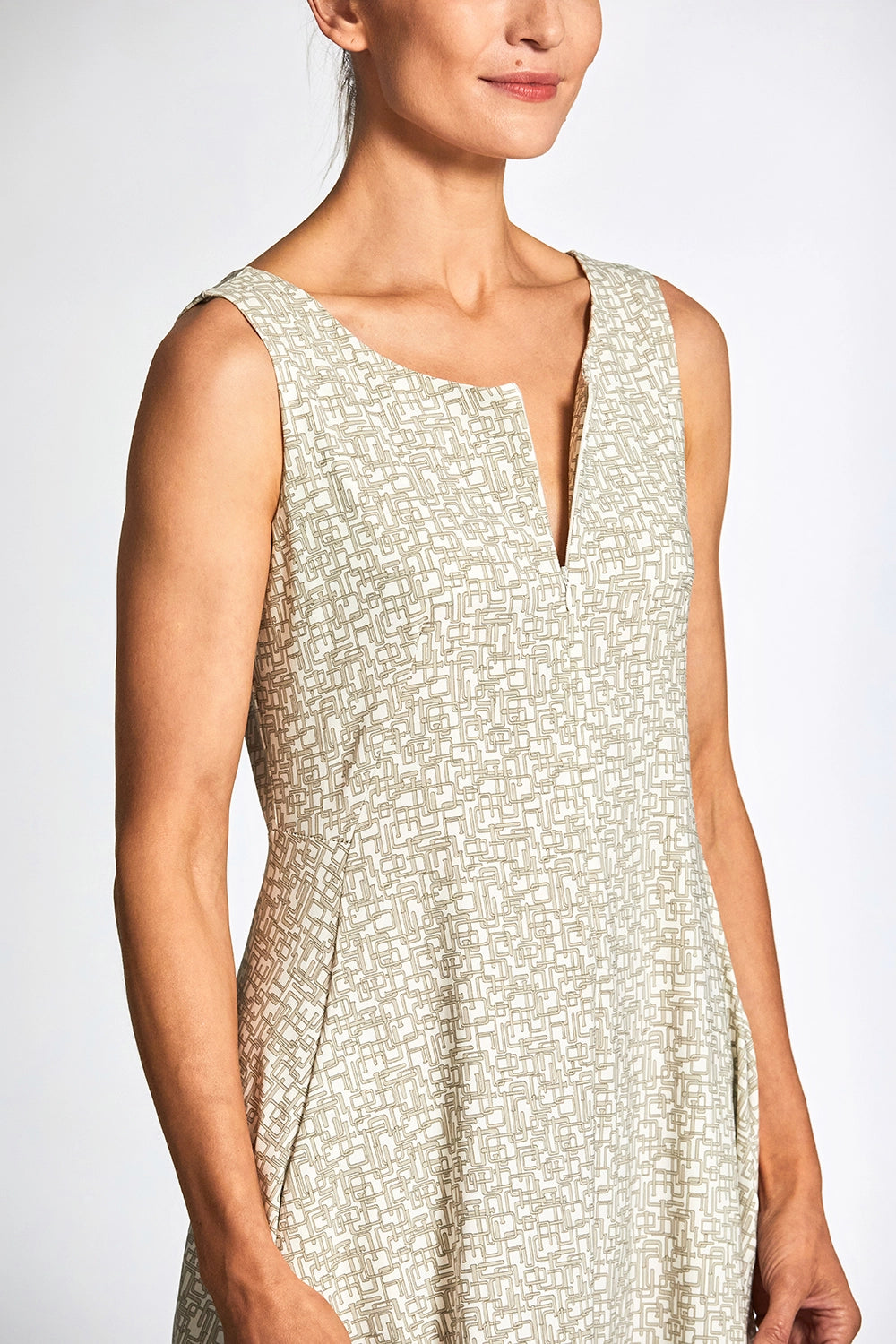 Peruzzi Tech Print Dress In Sand S25503