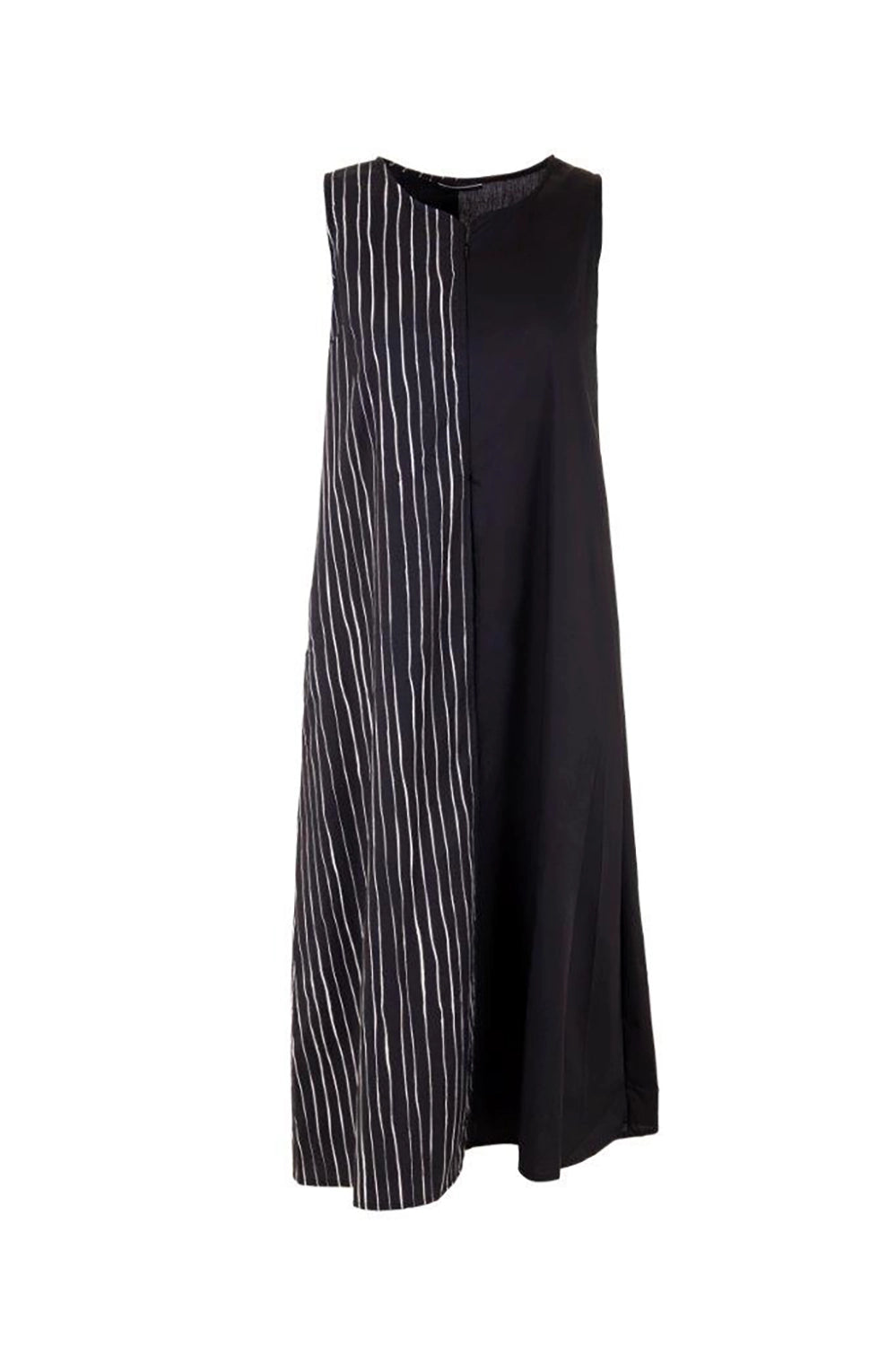 Peruzzi Broken Stripe Dress In Black/Ecru S25504