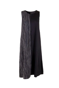 Peruzzi Broken Stripe Dress In Black/Ecru S25504