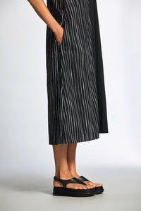 Peruzzi Broken Stripe Dress In Black/Ecru S25504
