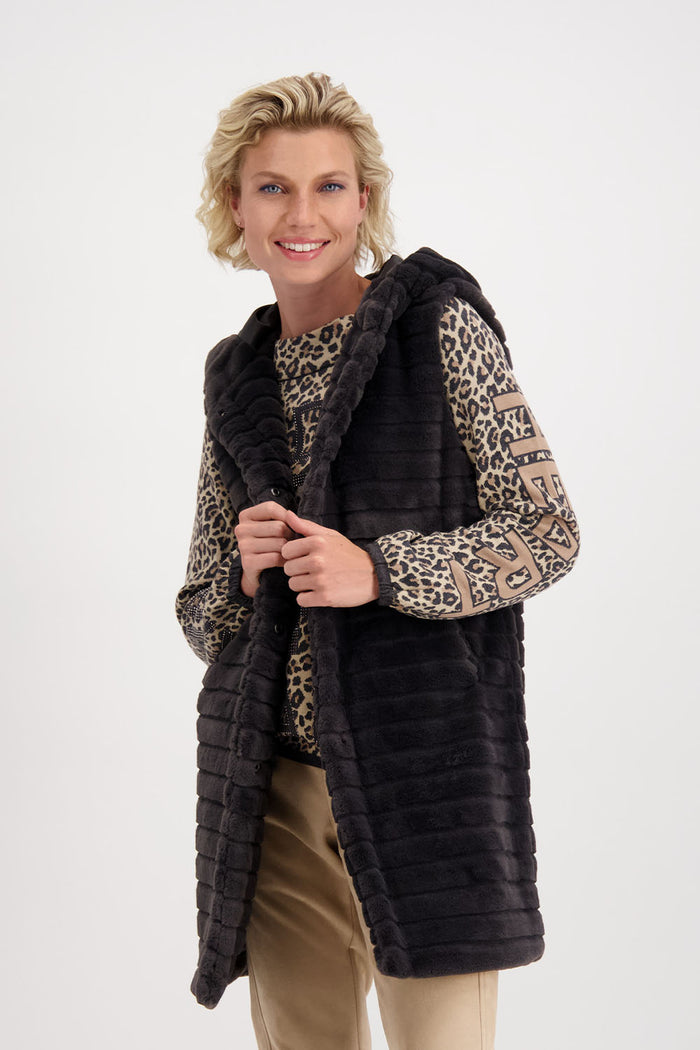 Monari Long Faux Fur Hooded Vest M805991
