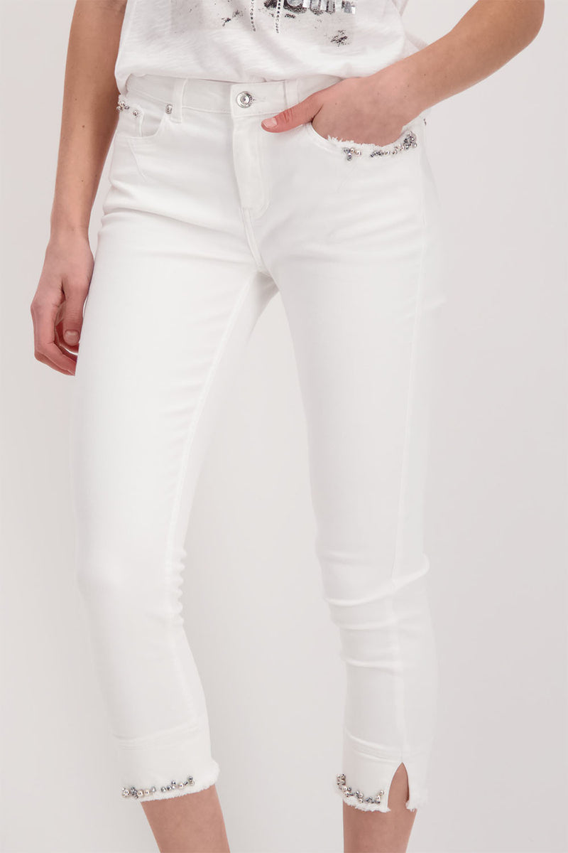 White jeans discount with pearls