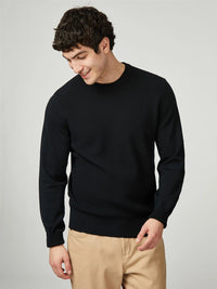 Ben Sherman Textured Front Crew Neck Sweatshirt in Black B0077610