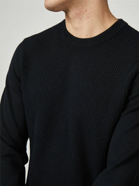 Ben Sherman Textured Front Crew Neck Sweatshirt in Black B0077610