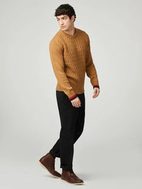 Ben Sherman Cable Textured Crew in Tan B0077613