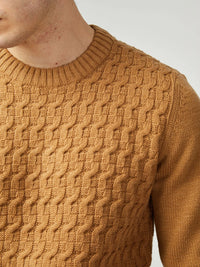 Ben Sherman Cable Textured Crew in Tan B0077613