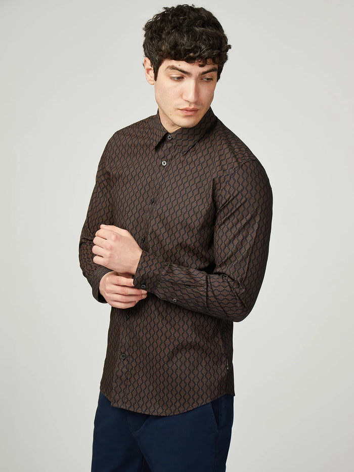 Ben Sherman Linear Geo Print Long Sleeve Shirt B0077832