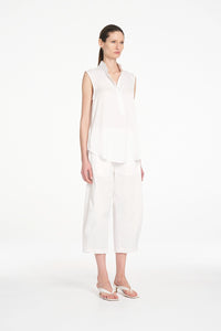 Mela Purdie Crop Barrel Pant in White F419 10003 - Pre-Order November Delivery