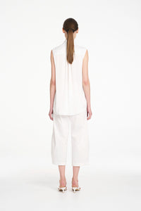 Mela Purdie Crop Barrel Pant in White F419 10003 - Pre-Order November Delivery