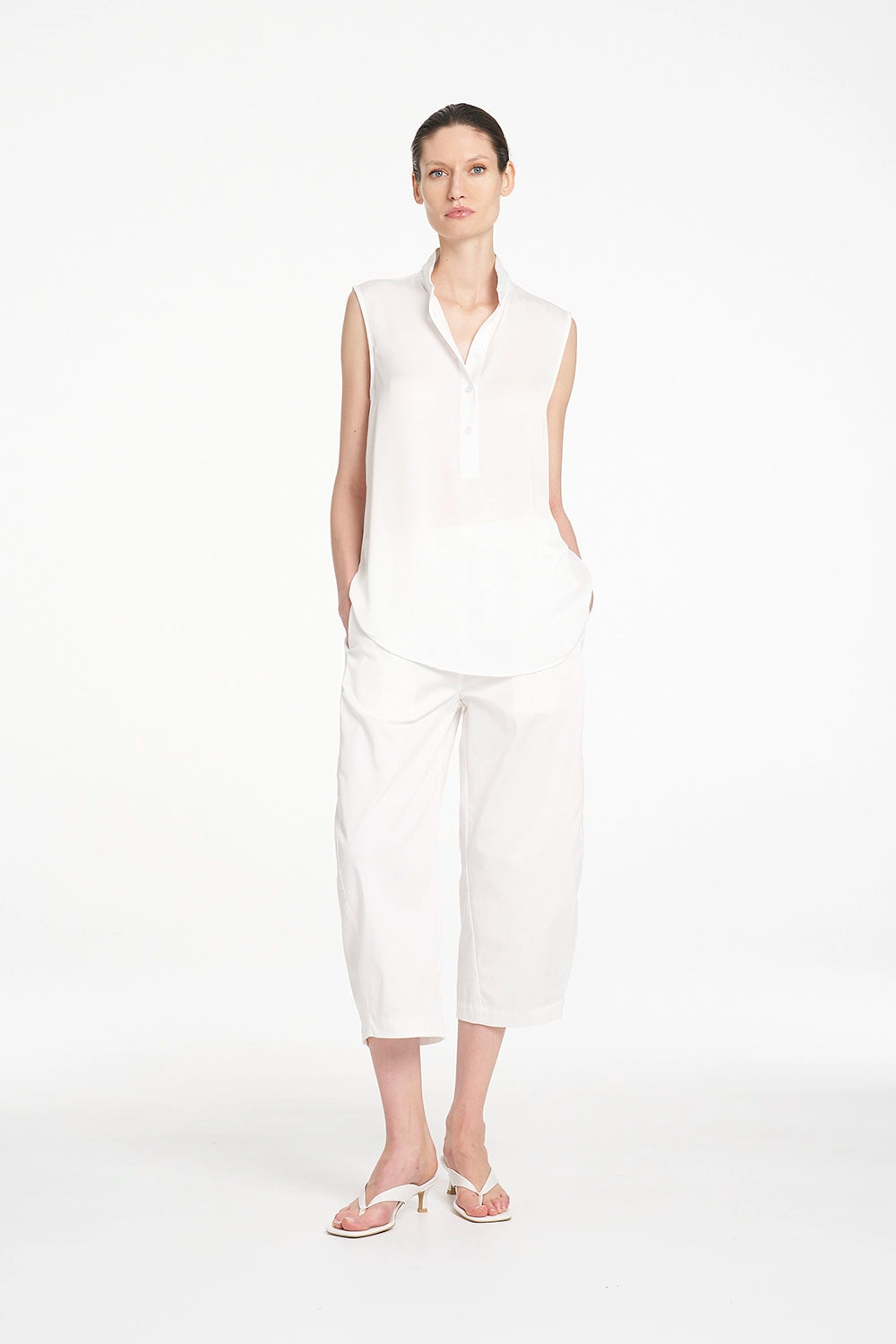 Mela Purdie Crop Barrel Pant in White F419 10003 - Pre-Order November Delivery