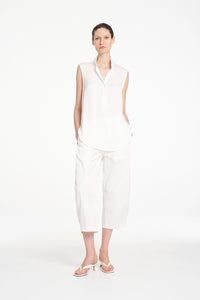Mela Purdie Crop Barrel Pant in White F419 10003 - Pre-Order November Delivery