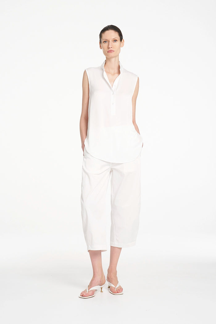 Mela Purdie Crop Barrel Pant in White F419 10003 - Pre-Order November Delivery