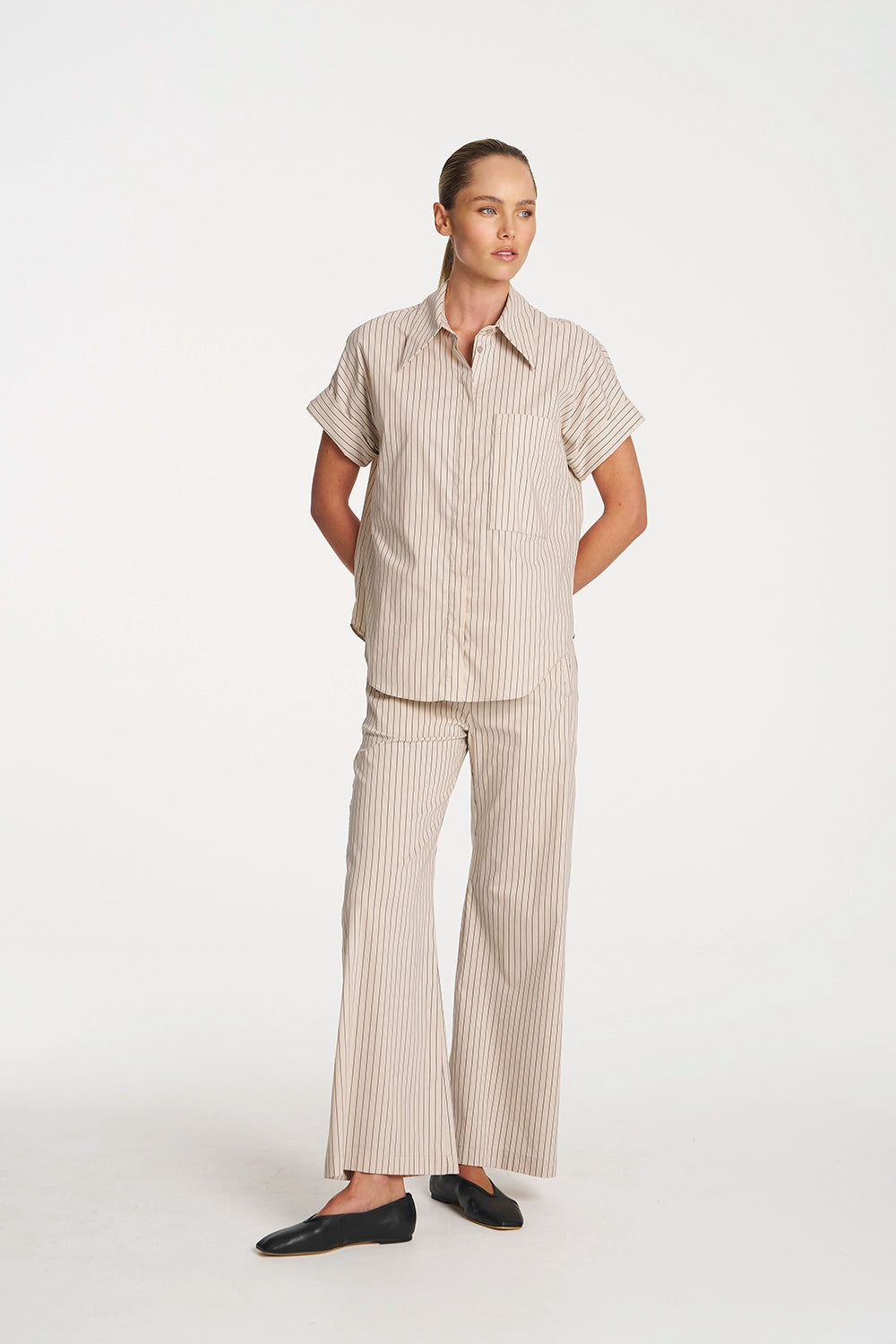 Mela Purdie Suit Pant in Blush/Navy F733 1907