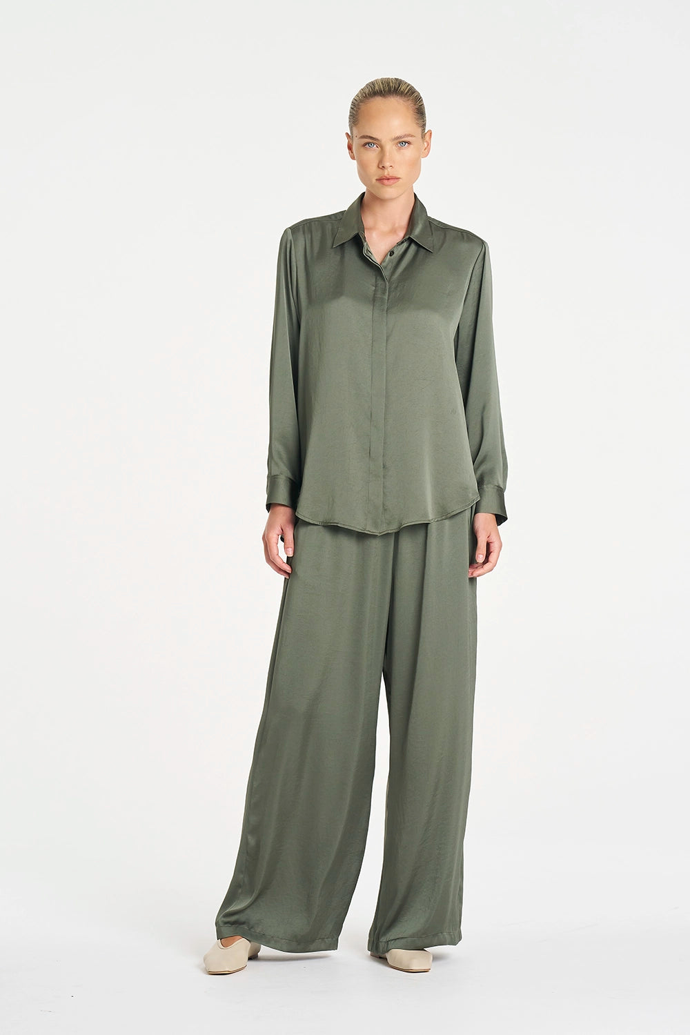 Mela Purdie Soft Shirt in Sage F619 2822 - Pre-Order July Delivery