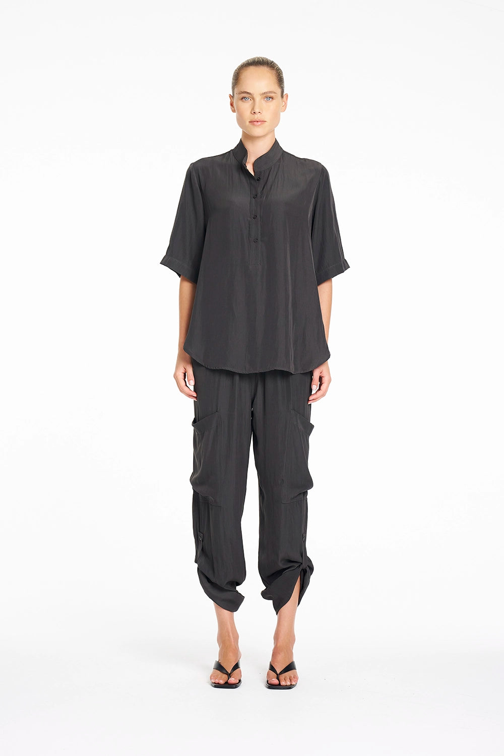 Mela Purdie Tab Swish Plaza in Bark F67 80076 - Pre-Order September Delivery