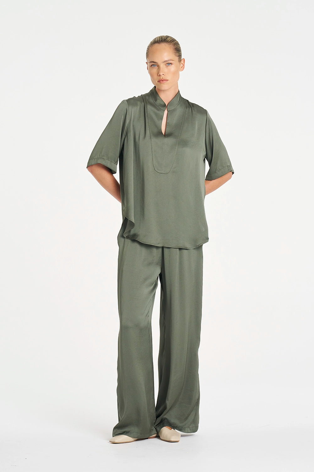 Mela Purdie Maxi Pace Pant in Sage F619 1940 - Pre-Order July Delivery