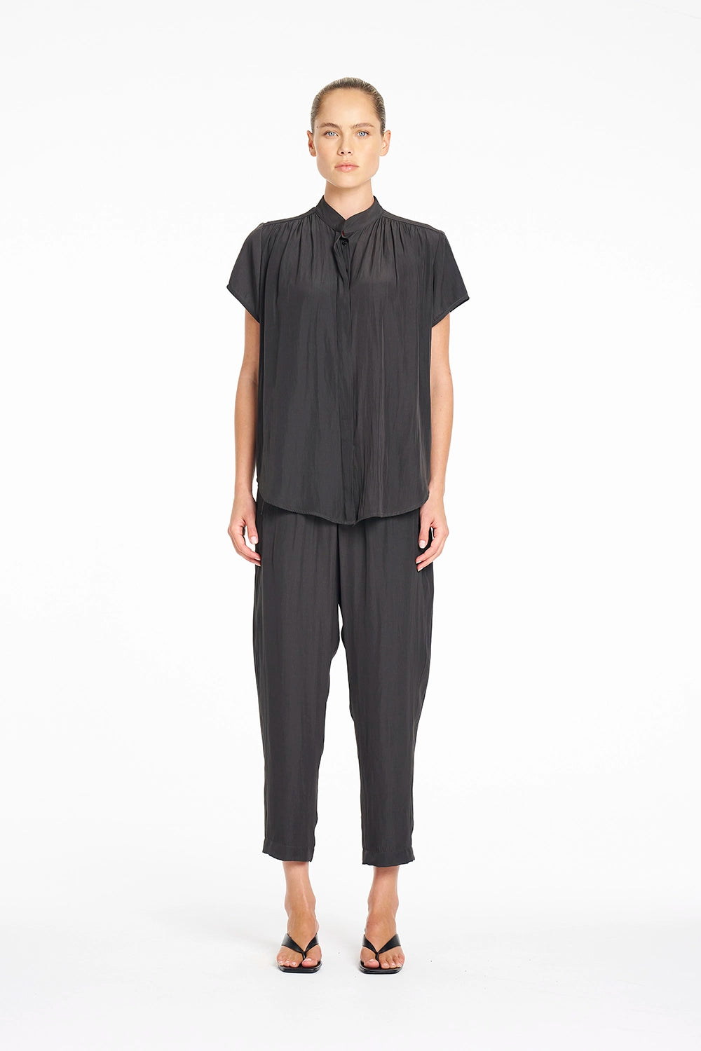 Mela Purdie SS Soft Blouse in Bark F67 80069 - Pre-Order September Delivery