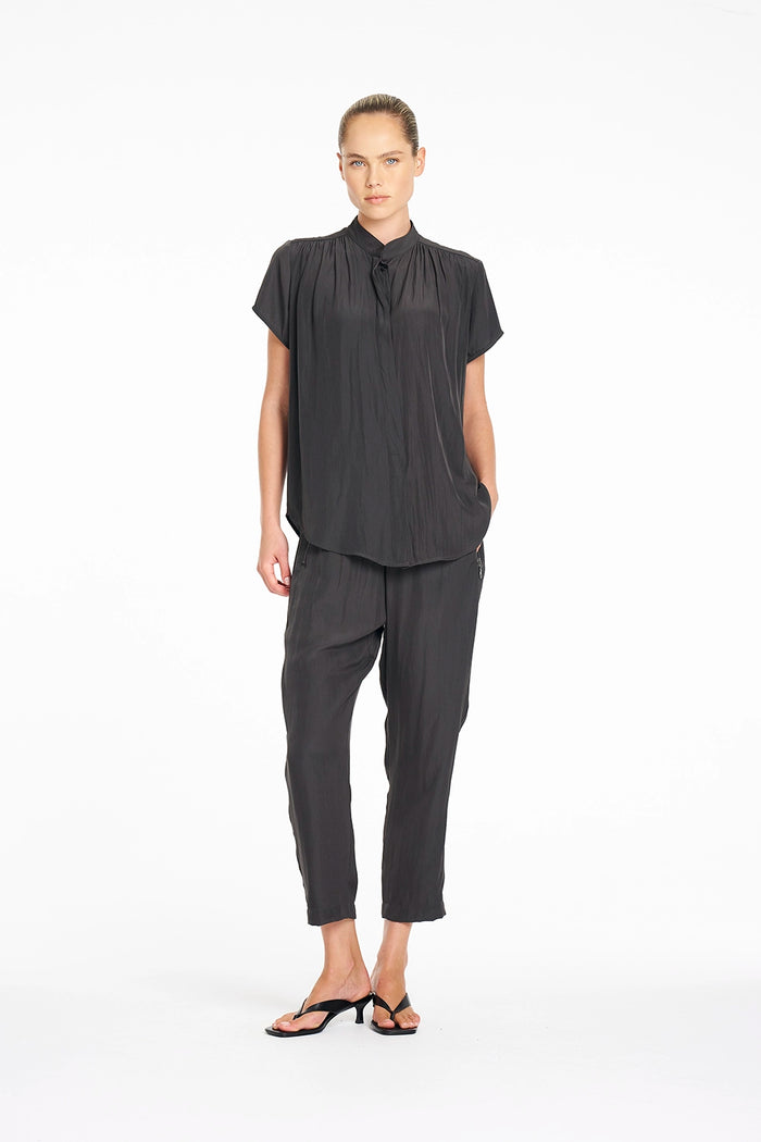 Mela Purdie SS Soft Blouse in Bark F67 80069 - Pre-Order September Delivery