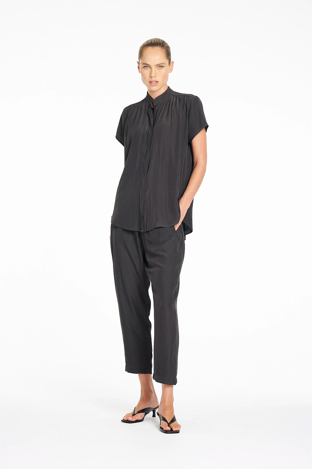 Mela Purdie SS Soft Blouse in Bark F67 80069 - Pre-Order September Delivery