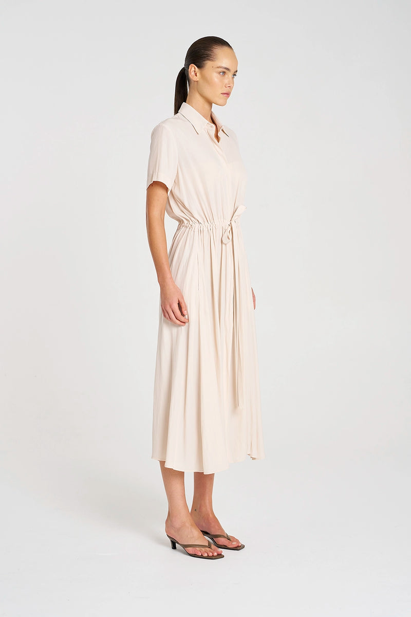 Mela Purdie Draw Waist T Dress in Meringue F67 3007 - Pre-Order September Delivery