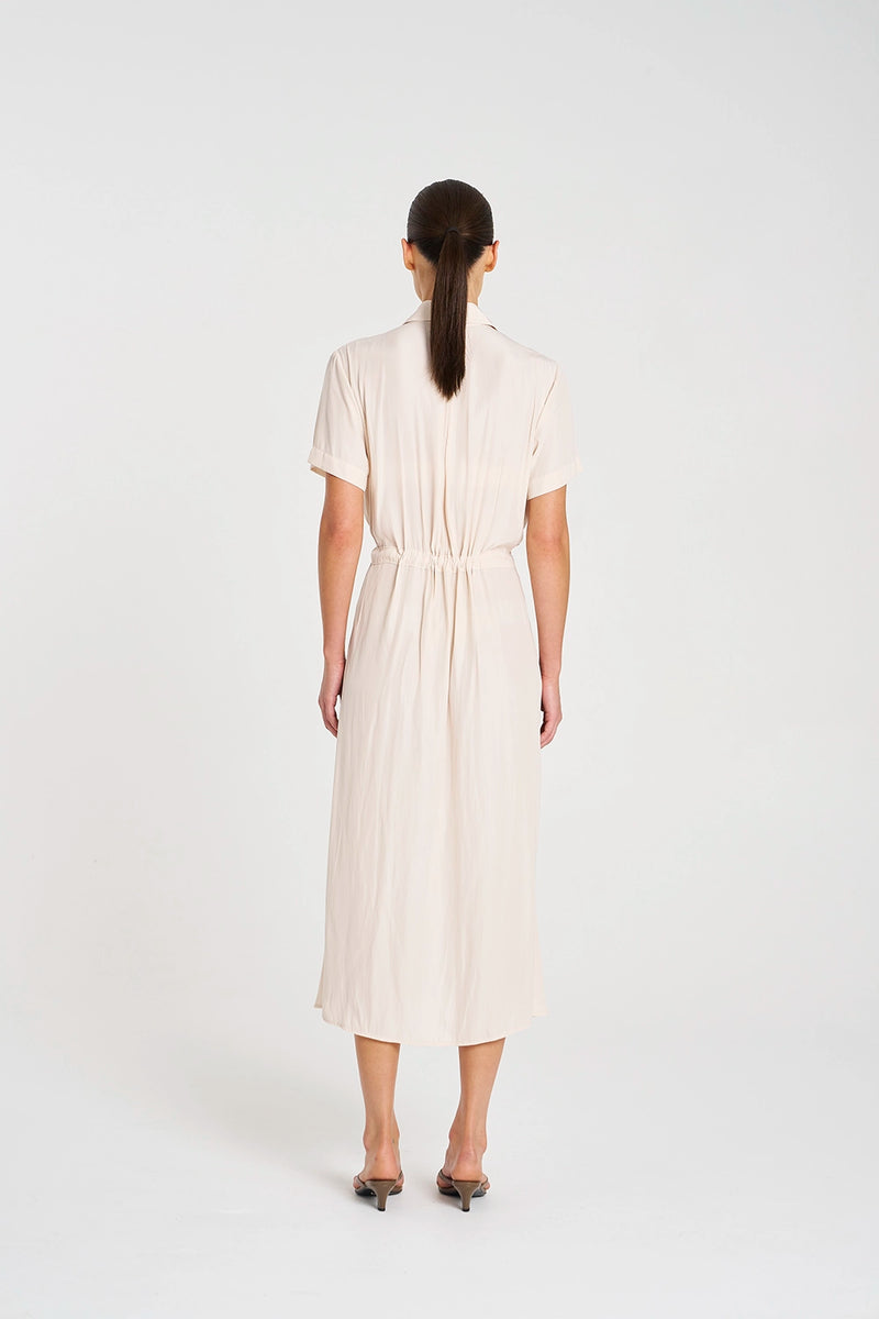 Mela Purdie Draw Waist T Dress in Meringue F67 3007 - Pre-Order September Delivery