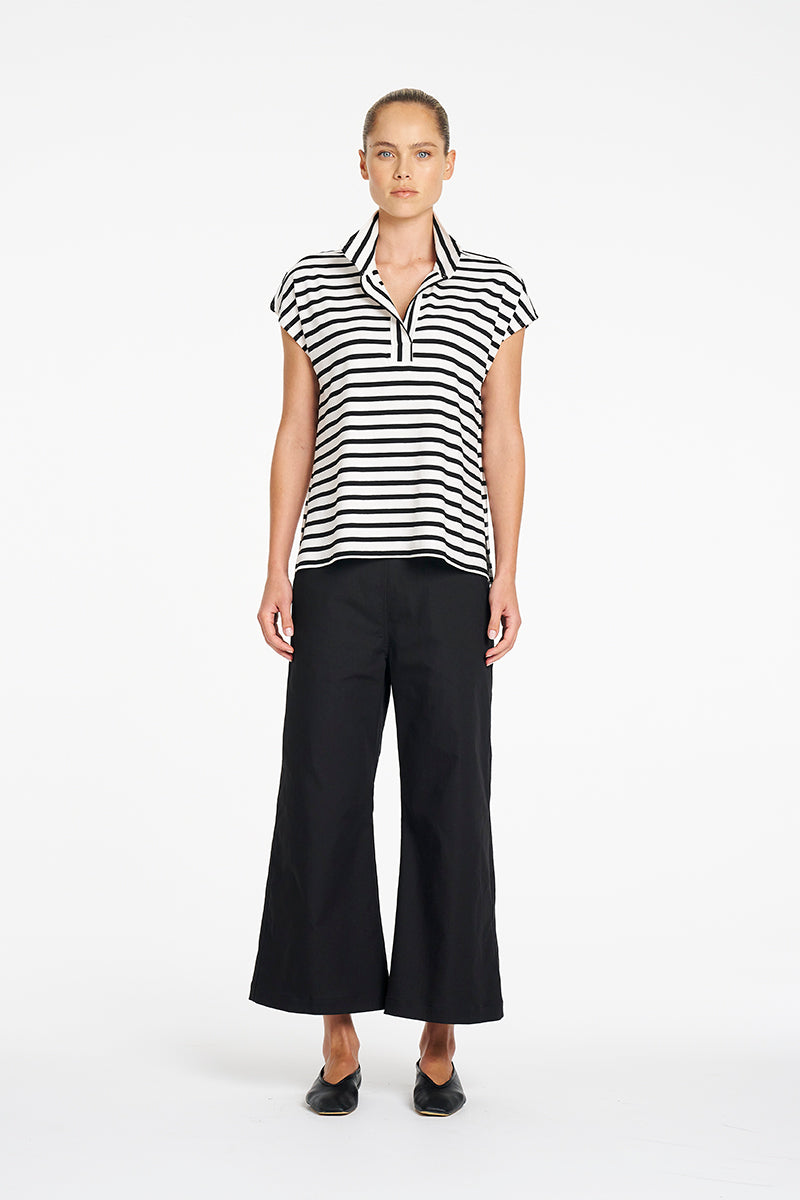 Mela Purdie Crop Flat Pant in Black F416 10008 - Pre-Order August Delivery