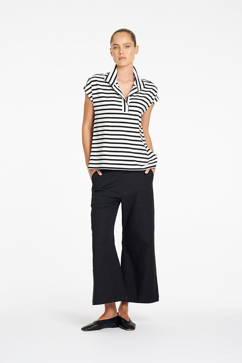 Mela Purdie Crop Flat Pant in Black F416 10008 - Pre-Order August Delivery