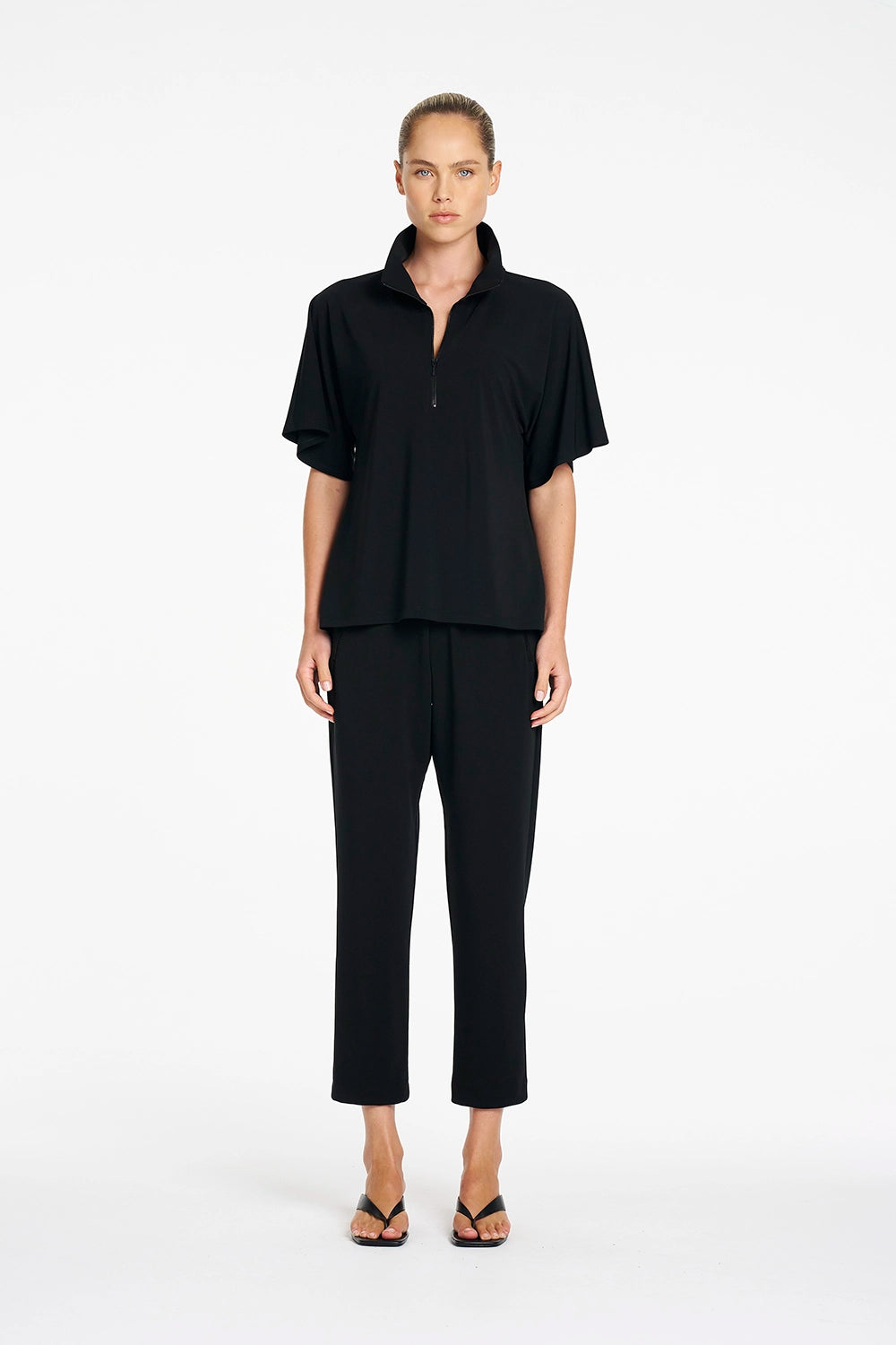 Mela Purdie Zip Flute Top in Black F007 80049 - Pre-Order September Delivery