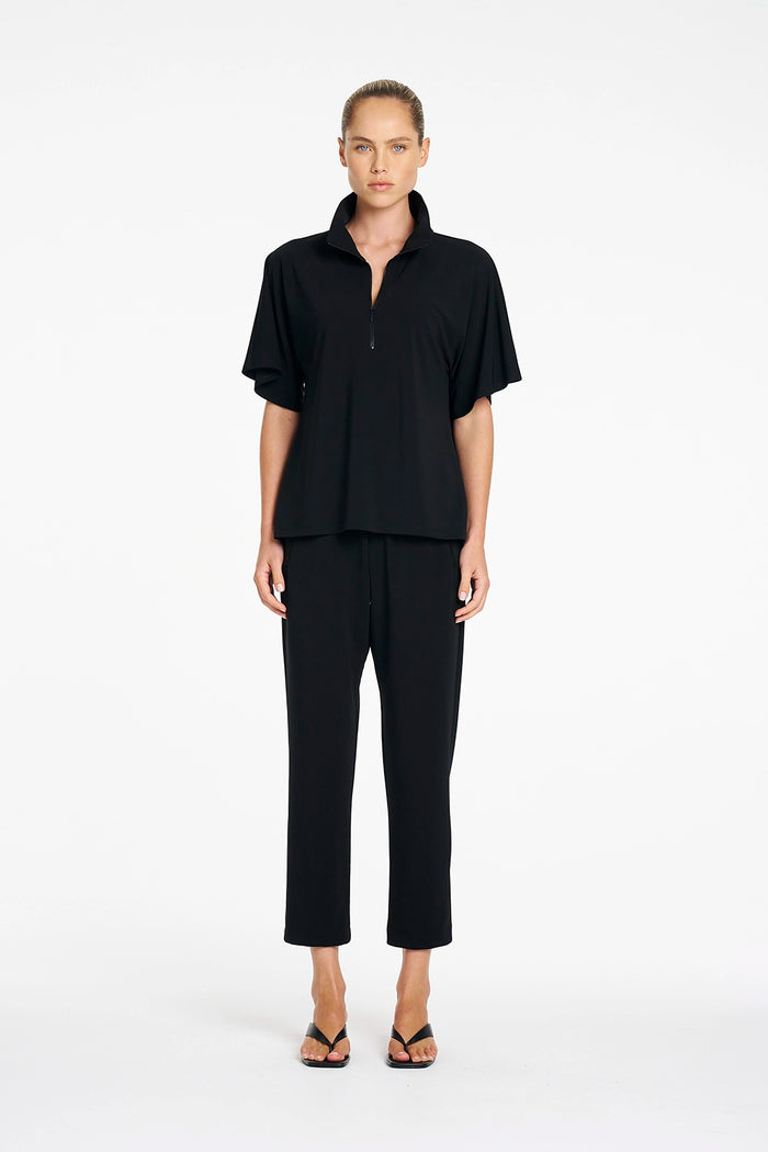 Mela Purdie Zip Flute Top in Black F007 80049 - Pre-Order September Delivery