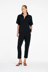 Mela Purdie Zip Flute Top in Black F007 80049 - Pre-Order September Delivery