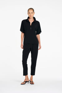 Mela Purdie Zip Flute Top in Black F007 80049 - Pre-Order September Delivery