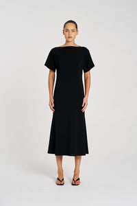 Mela Purdie Slash Neck Dress in Black F007 3017