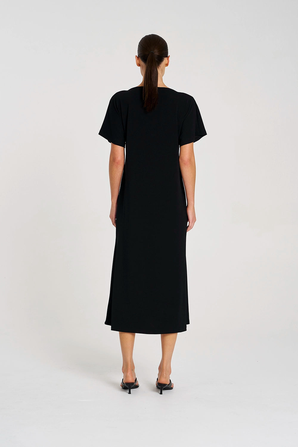 Mela Purdie Slash Neck Dress in Black F007 3017