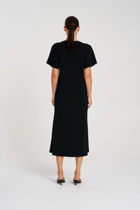 Mela Purdie Slash Neck Dress in Black F007 3017