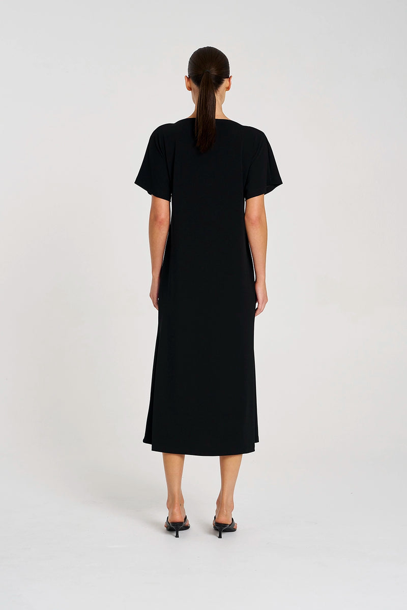 Mela Purdie Slash Neck Dress in Black F007 3017