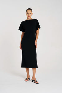 Mela Purdie Slash Neck Dress in Black F007 3017