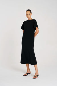 Mela Purdie Slash Neck Dress in Black F007 3017