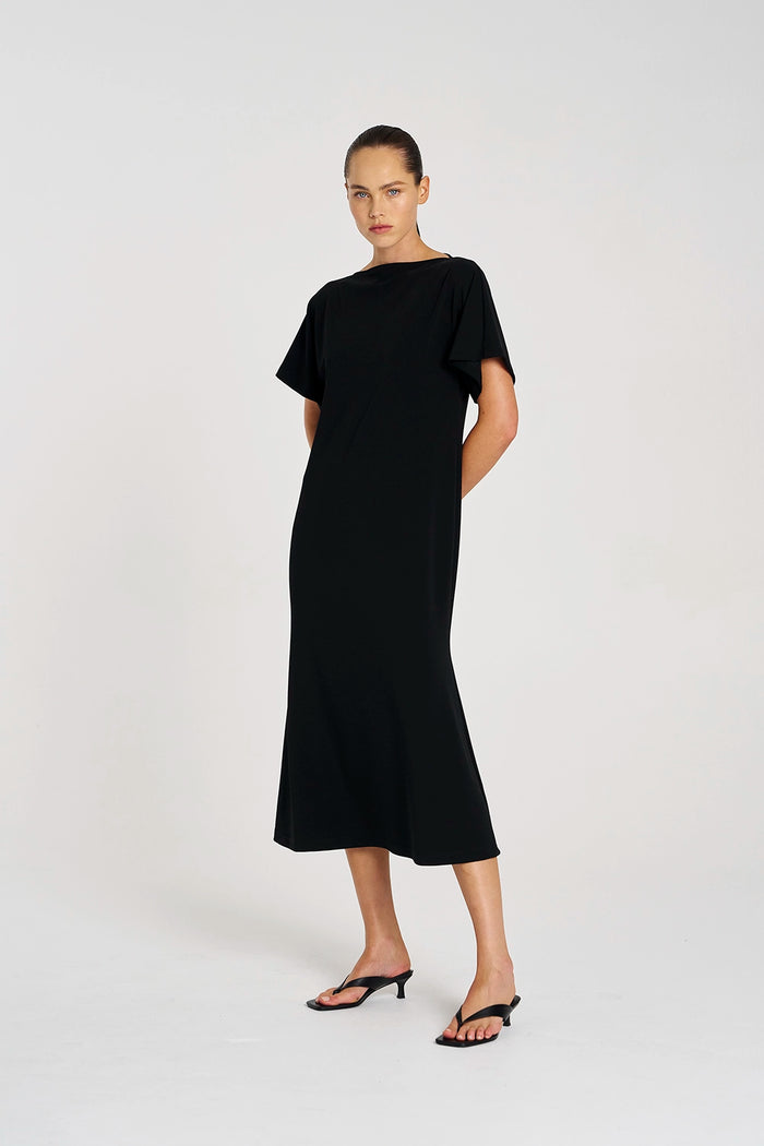 Mela Purdie Slash Neck Dress in Black F007 3017