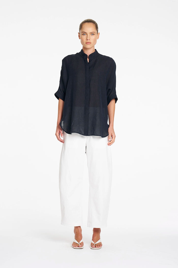 Mela Purdie Villa Overshirt in Shot Navy F418 8801 - Pre-Order September Delivery