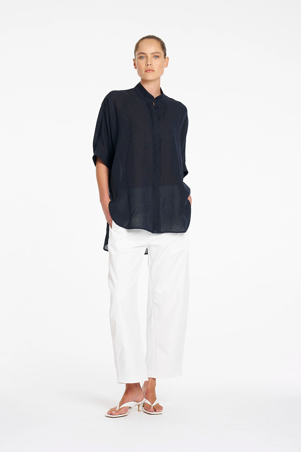 Mela Purdie Villa Overshirt in Shot Navy F418 8801