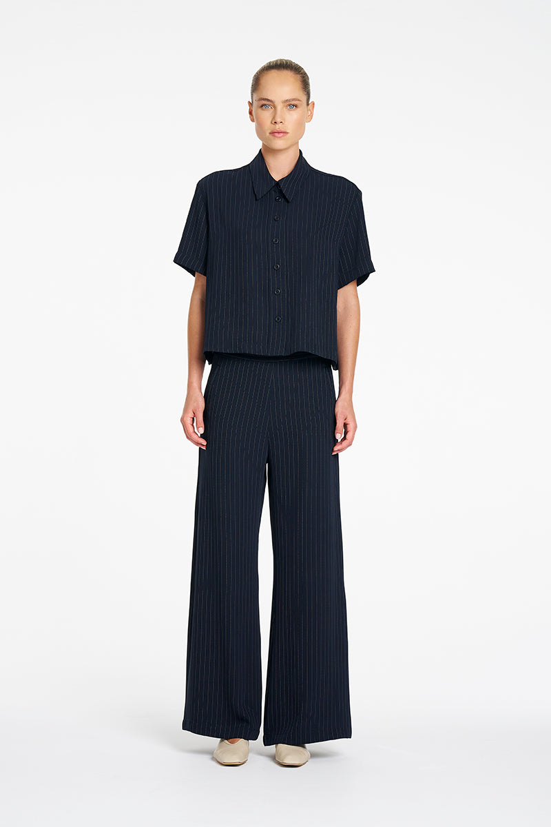 Mela Purdie Crop Shirt in Navy/Chalk F734 4244 - Pre-Order August Delivery